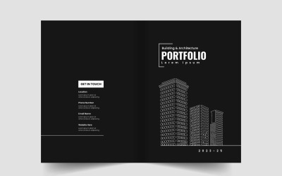 Plantilla de portada de folleto de construcción y arquitectura y diseño de portada de libro de guía de marca.