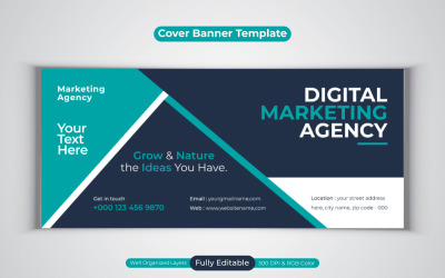 Banner vettoriale dei social media dell&amp;#39;agenzia di marketing digitale per il modello di copertina di Facebook