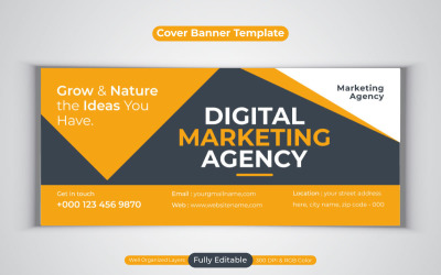 Conception de modèle d&amp;#39;agence de marketing numérique Creative New Idea pour la bannière de couverture Facebook
