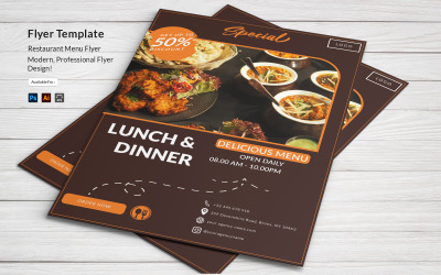 Conception de modèle de flyer minimaliste pour le menu du restaurant