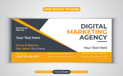 Design del modello di agenzia di marketing digitale creativo per il banner di copertina di Facebook