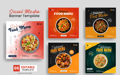 Food menu social media post banner template and Food menu restaurant flyer template