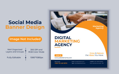 Креативная идея Дизайн шаблона агентства цифрового маркетинга для векторного дизайна пост-баннера в социальных сетях