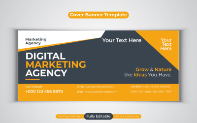 Novo design criativo de agência de marketing digital para banner de capa do Facebook
