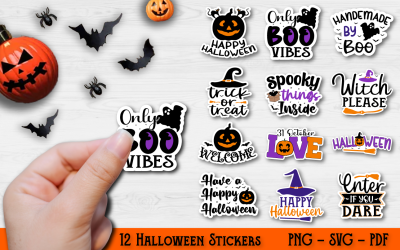 Halloween klistermärke Bunt 12 klistermärken