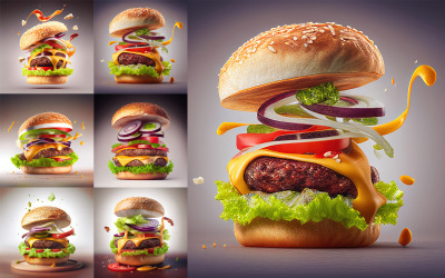 Ilustracje cheeseburgerów