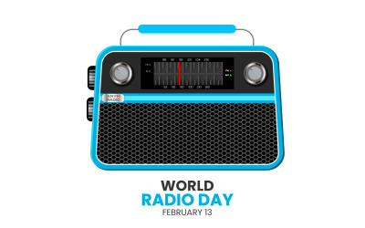 Rádió világnapja valósághű rádiótervezési illusztrációval
