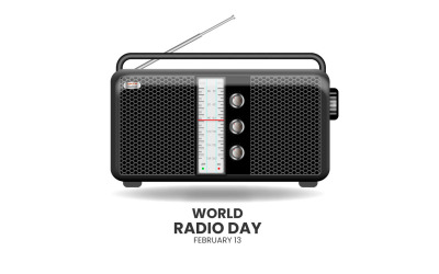 Światowy dzień radia z realistycznym projektem radia