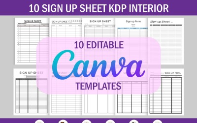 10 szerkeszthető Canva sablon regisztrációs lap a KDP-hez
