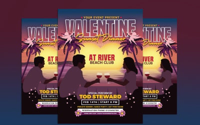 Valentine&#039;s Day Sunset Dinner Flyer Template