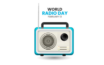 Vector World radio day med realistiskt radiodesignkoncept