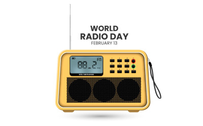 Wereldradiodag met realistisch radio-ontwerpconcept