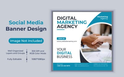 Агентство цифрового маркетинга в социальных сетях Post Business Banner Design Vector Template