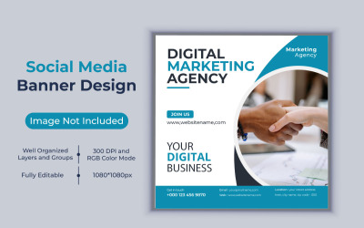 Agenzia di marketing digitale Social Media Post Business Banner Design Vector Template