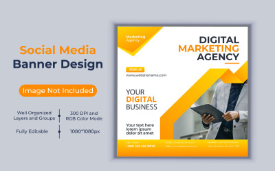Cyfrowa agencja marketingowa Social Media Post Banner Design Vector Template