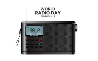 dia mundial do rádio em uma ilustração de estilo geométrico