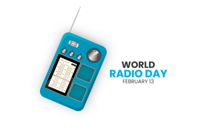 Dia mundial do rádio vetorial em estilo geométrico