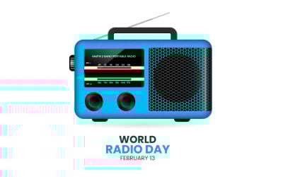 giornata mondiale della radio in un concetto di illustrazione di stile geometrico