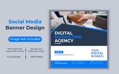 Modello vettoriale banner per post sui social media dell&amp;#39;agenzia di marketing digitale