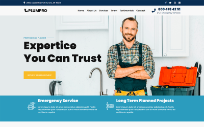 Plumpro – šablona vstupní stránky HTML5 služby instalatéra