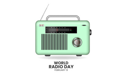 vektor världsradiodagen med realistisk radiodesign isolerad på vit bakgrund