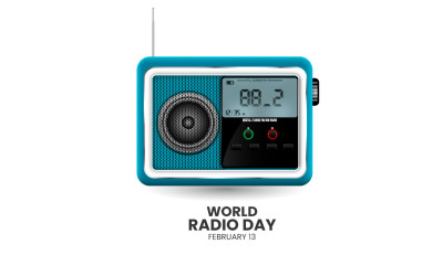 weltradiotag in einer geometrischen ideenillustration