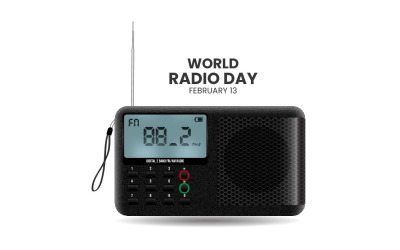 Wereldradiodag met realistisch concept voor radioontwerpen