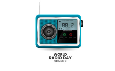 world radio day in a geometric style idea illustration