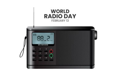 world radio day in a geometric style illustration
