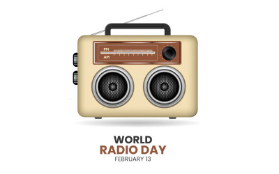 world radio day in a geometric vector idea