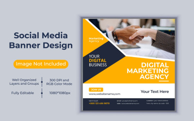 Агентство корпоративного цифрового маркетинга в социальных сетях Post Business Banner Design Vector Template