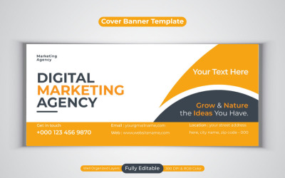Agentur für digitales Marketing Facebook Cover Business Banner Design Vector Template