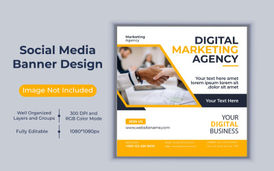 Corporate Digital Marketing Agency Social Media Post Vector Template