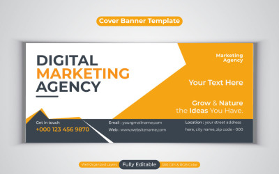Diseño de banner comercial de portada de Facebook de agencia de marketing digital