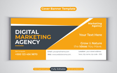 Idea creativa Nuova agenzia di marketing digitale Vector Template Design per Facebook Cover Banner