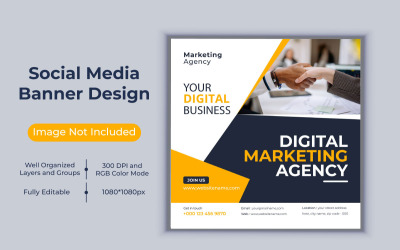 Корпоративное агентство цифрового маркетинга Социальные сети Post Web Banner Vector Design Template