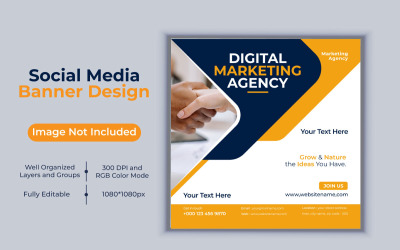 Креативный новый векторный дизайн баннера агентства цифрового маркетинга для публикации в социальных сетях