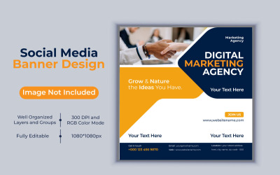 Nuevo diseño creativo de plantilla de banner de agencia de marketing digital para publicación en redes sociales