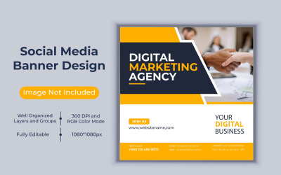 Plantilla de vector de diseño de banner de negocios web de publicación de redes sociales de agencia de marketing digital corporativo