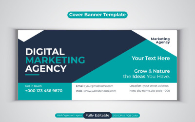 Agence de marketing numérique d&amp;#39;entreprise professionnelle Facebook Cover Vector Banner Template Design