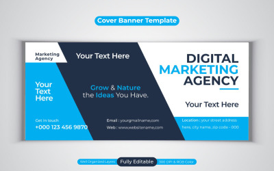 Agenzia di marketing digitale professionale Facebook Cover Vector Banner Design Template