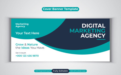 Digital Marketing Agency Sociala medier vektor bannerdesign för Facebook-omslag
