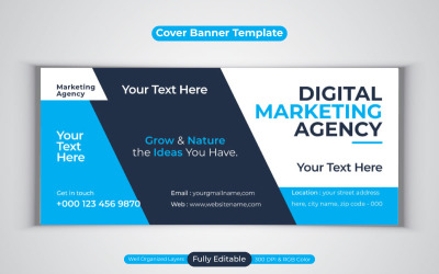 Modelo de Design de Banner Vetorial de Capa de Facebook de Agência de Marketing Digital Profissional
