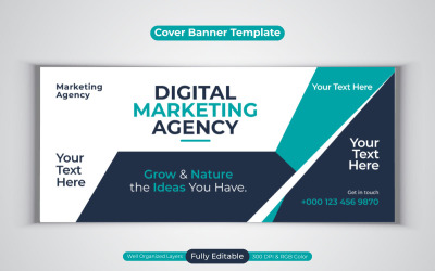 Neue Digital-Marketing-Agentur Social Media Vector Banner-Vorlage für Facebook-Cover-Design