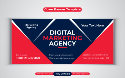 Nieuw professioneel digitaal marketingbureau Social Media Banner Template Design voor Facebook Cover