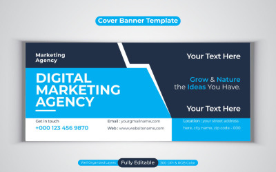 Nieuw professioneel digitaal marketingbureau vectorsjabloon voor Facebook-omslagbanner