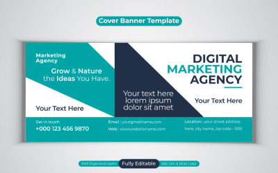 Nuova agenzia di marketing digitale Social Media Vector Banner Design per il modello di copertina di Facebook