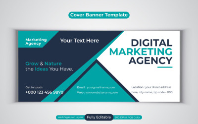 Professional Digital Marketing Agency Social Media Banner For Facebook Cover Template Design