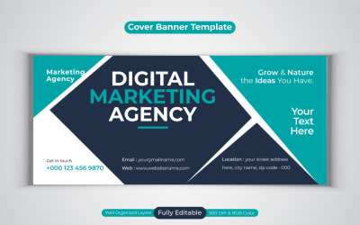 Professional Digital Marketing Agency Social Media Banner Template For Facebook Cover Design