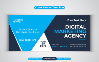 Professionelle Agentur für digitales Marketing Facebook Cover Vector Banner Template Design